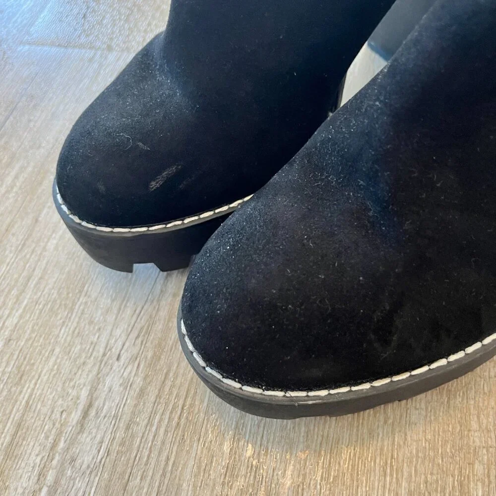 Womens Redtop Black Suede Heeled Ankle Boots - 9